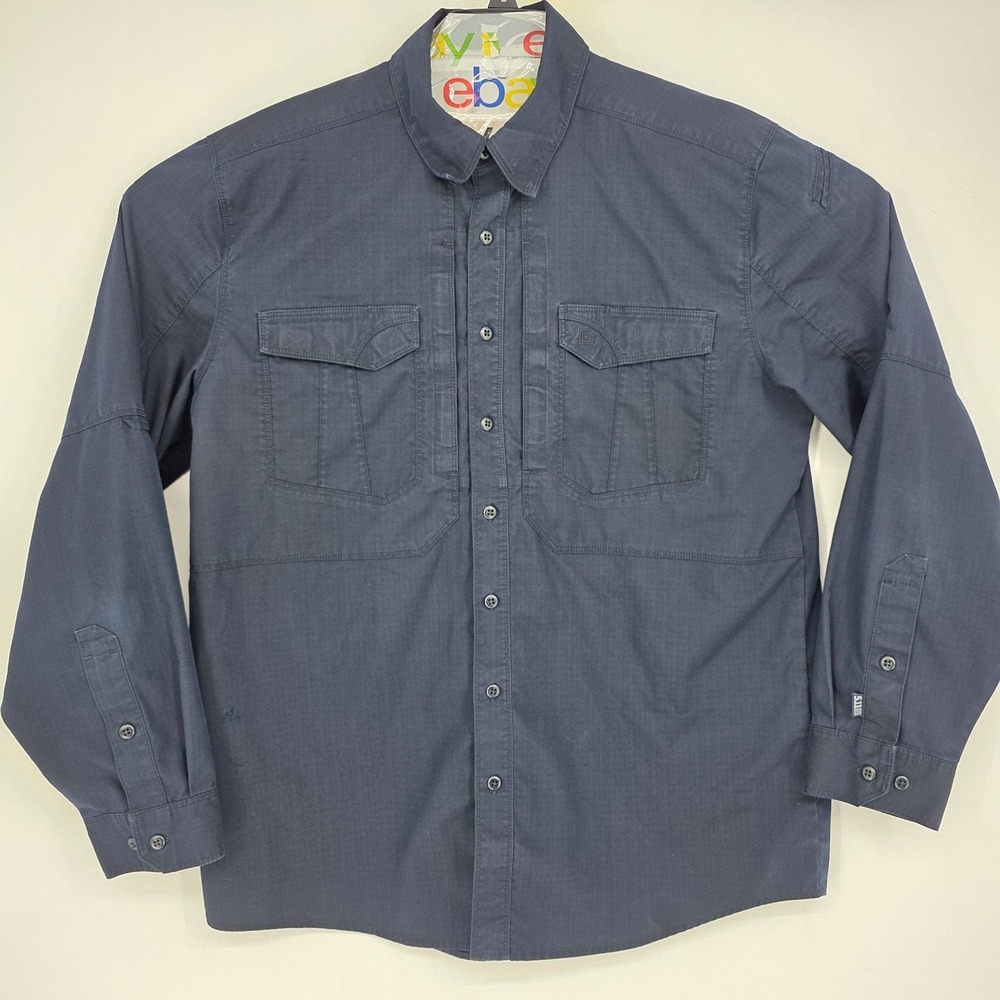 5.11 Tactical Shirt Mens Large Stryke Long Sleeve‎ Dark Navy Blue Button Up